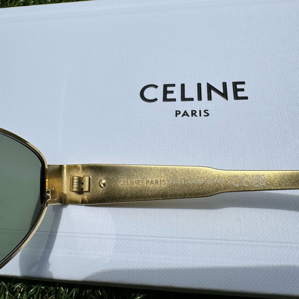Celine Triomphe 01 Oval-frame gold-tone metal oval acetate Sunglasses CL40235U - Picture 7 of 13